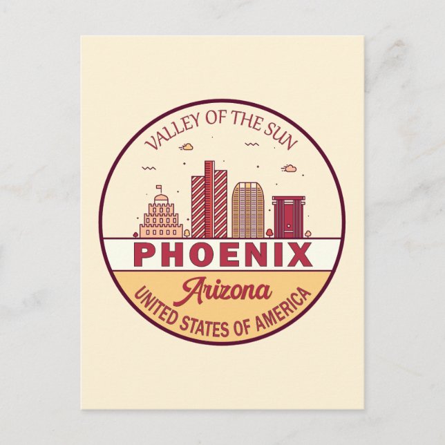 Carte Postale Emblème de la ville de Phoenix Arizona (Devant)