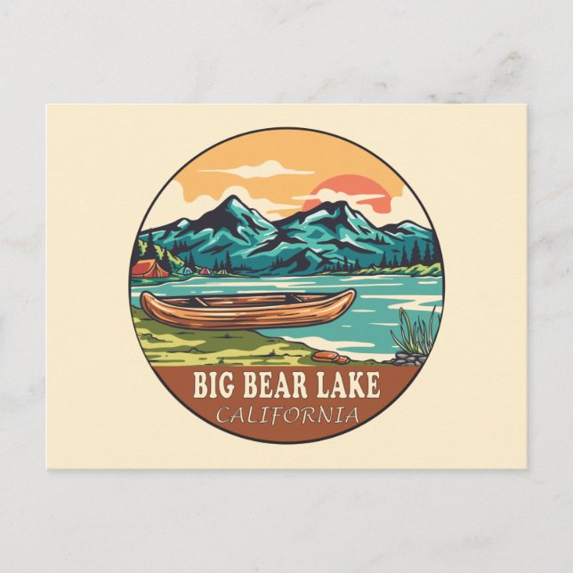 Carte Postale Emblème de pêche nautique Big Bear Lake California (Devant)
