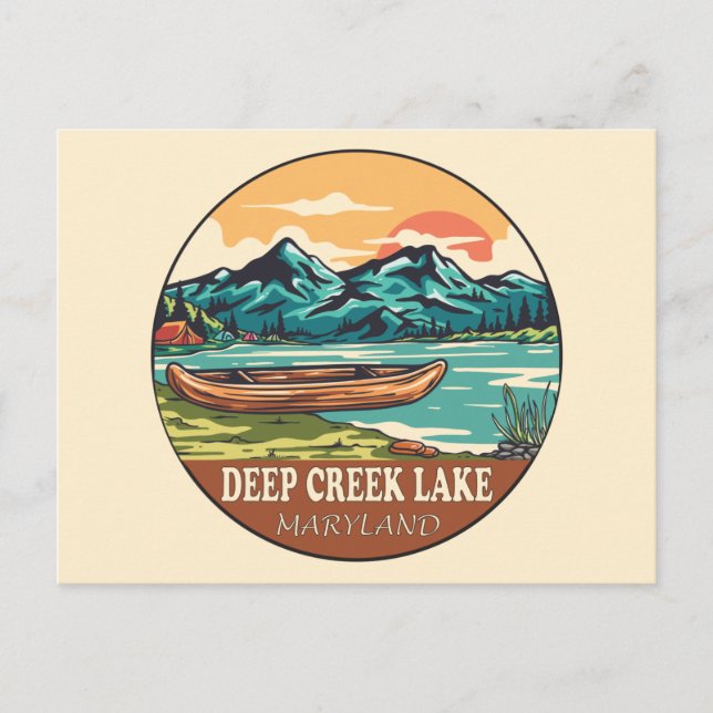 Carte Postale Emblème de pêche nautique Deep Creek Lake Maryland (Devant)