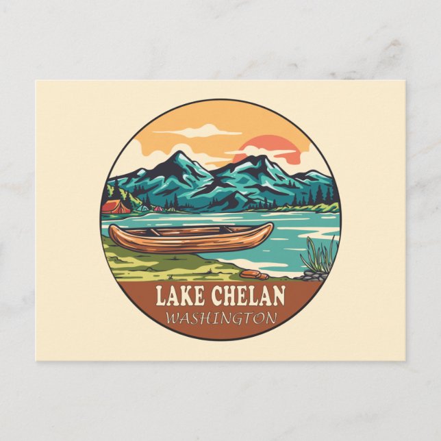 Carte Postale Emblème de pêche nautique du lac Chelan Washington (Devant)