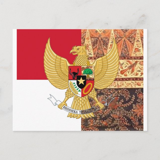 Carte Postale Emblème d'Indonésie - Drapeau Garuda Pancasila Bat (Devant)