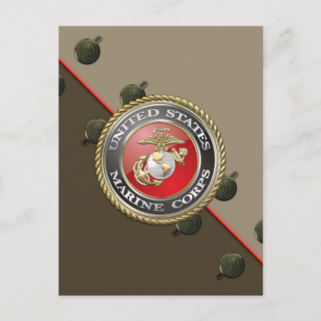 Carte Postale Emblème et uniforme USMC [3D] (Devant)