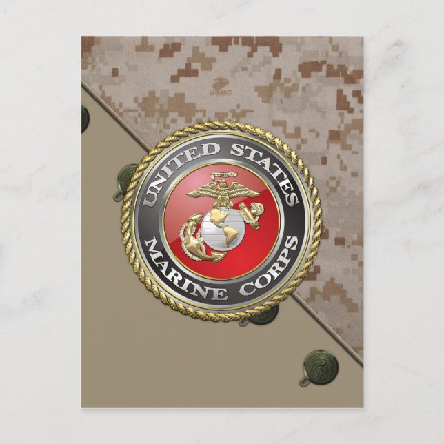 Carte Postale Emblème et uniforme USMC [3D] (Devant)
