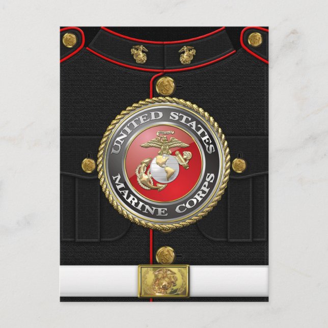 Carte Postale Emblème et uniforme USMC [3D] (Devant)