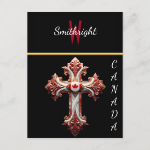 Carte Postale Emblème patriotique : Croix du drapeau canadien