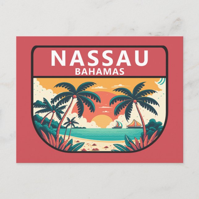 Carte Postale Emblème rétro de Nassau Bahamas (Devant)
