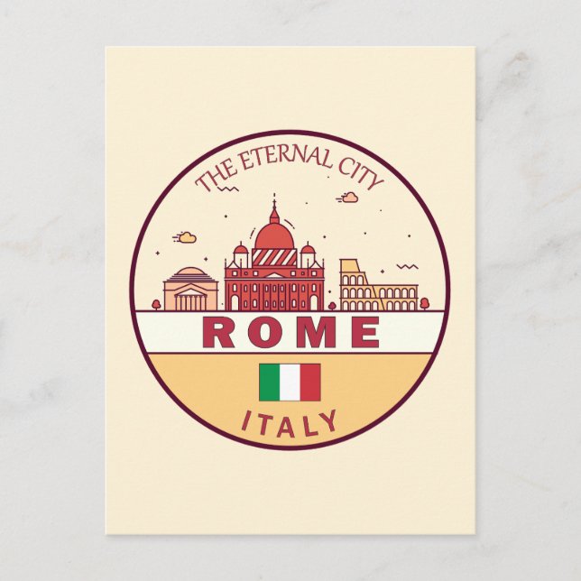 Carte Postale Emblème Skyline de Rome Italie (Devant)