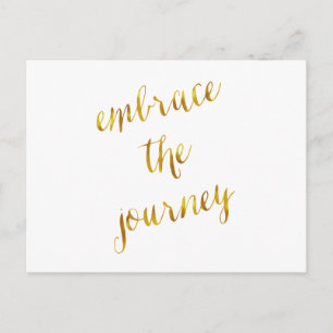 Carte Postale Embrassez Le Citation De Voyage Gold Faux Foil Cou