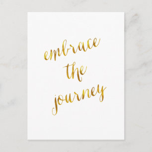 Carte Postale Embrassez Le Citation De Voyage Gold Faux Foil Cou