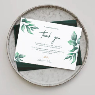 Carte Postale Emerald Green et Eucalyptus Merci Mariage