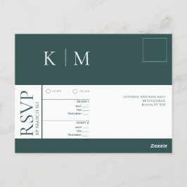 Carte Postale Emerald Green et White-RSVP-Mariage-