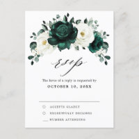 Emerald Green Eucalyptus Rose blanche Floral RSVP