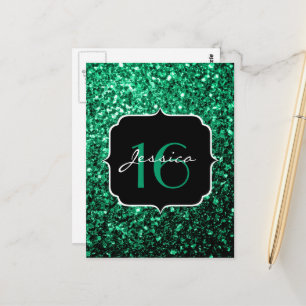 Carte Postale Emerald Green fausse parties scintillant scintille