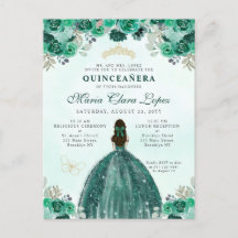 Emerald Green Floral Princess Quinceañera