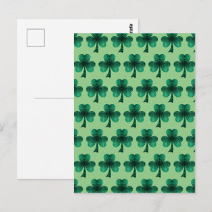 Carte Postale Emerald Green Sparkles Shamrock motif vert sauge