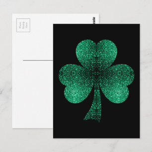 Carte Postale Emerald Green Sparkles Shamrock St Patrick's Day
