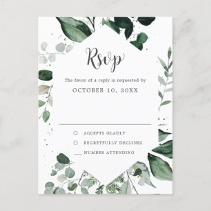 Carte Postale Emerald Greenery Eucalyptus Mariage botanique RSVP