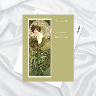 Carte Postale Emerald Precit Stones Series Alphonse Mucha