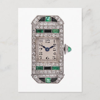 Carte Postale Emeralds Diamonds Art Déco Watch Design