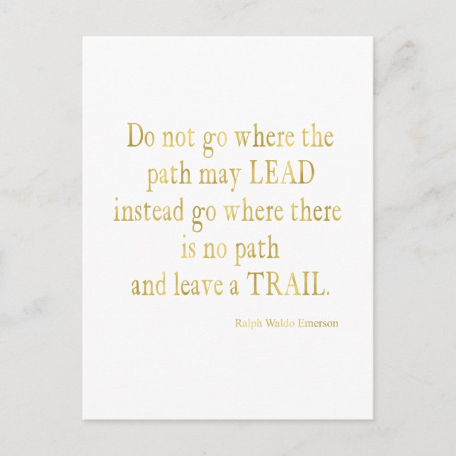 Carte Postale Emerson Quote Gold Faux Parties scintillant Inspir (Devant)