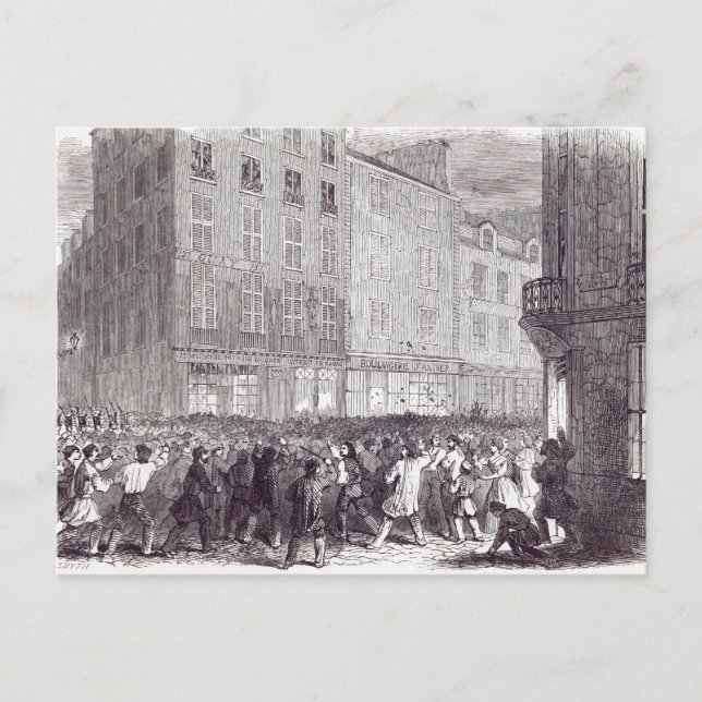 Carte Postale Émeute au pain, rue du Faubourg St. Antoine (Devant)