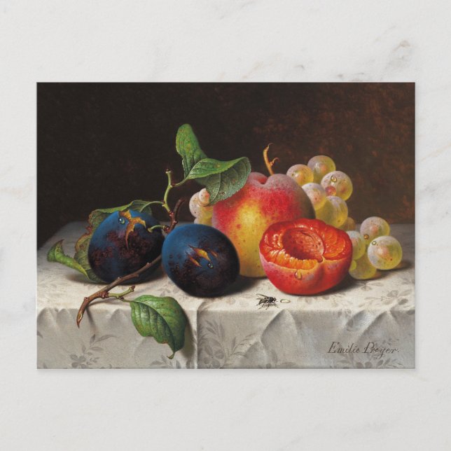 Carte Postale Emilie Preyer : Fruits et mouches (Devant)
