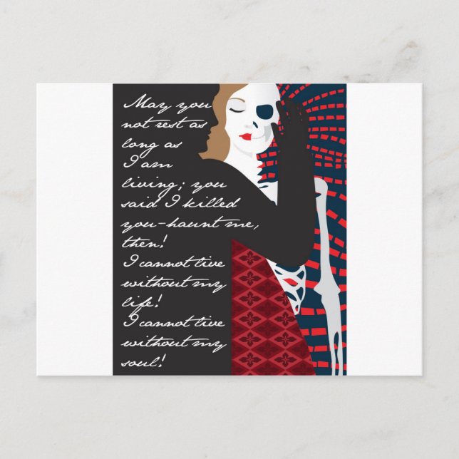 Carte Postale Emily Bronte / Wuthering Height design cadeau avec (Devant)