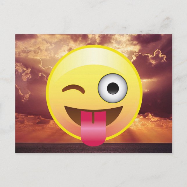 Carte postale Emoji Ocean Sunset Wongue Out (Devant)