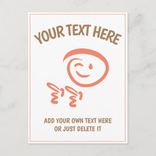 Carte Postale Emoji Winking Face avec Modèle Doodle Fingerguns