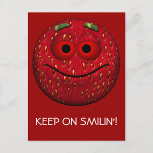 Carte Postale Emoticon de fraise drôle