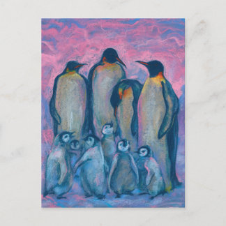 Carte Postale Empereur Penguins Oiseaux Antarctiques Animaux Pei