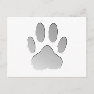 Carte Postale Empreinte de patte de chien à l'air métallique