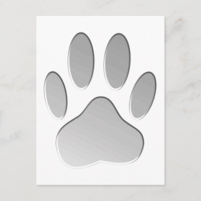 Carte Postale Empreinte de patte de chien à l'air métallique (Devant)