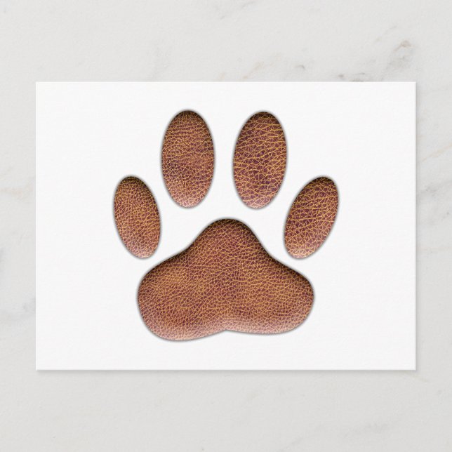 Carte Postale Empreinte de patte de chien de Texture en cuir (Devant)