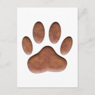 Carte Postale Empreinte de patte de chien de Texture en cuir