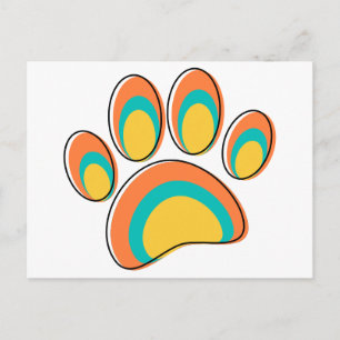 Carte Postale Empreinte de patte de chien Moderne du Milieu du S