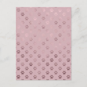 Carte Postale Empreinte de patte de chien Rose Vintage Arrière -