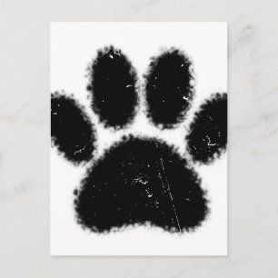 Carte Postale Empreinte de patte De Chien Rough Et Distressed
