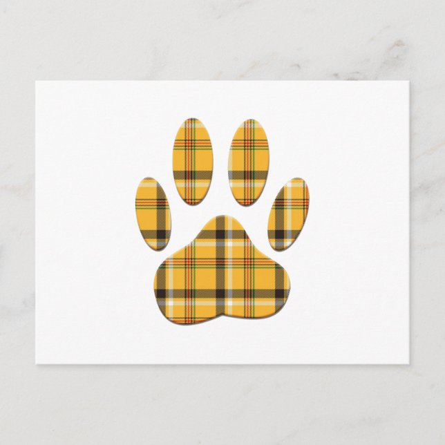 Carte Postale Empreinte de patte de chien Tartan (Devant)