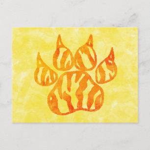 Carte Postale Empreinte de patte de tigre à l'aquarelle personna