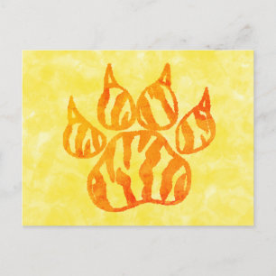 Carte Postale Empreinte de patte de tigre d'aquarelle personnali