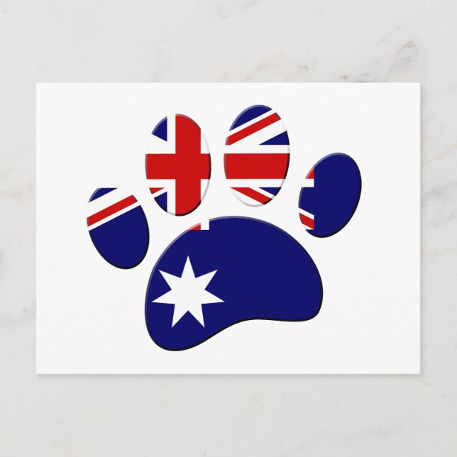 Carte Postale Empreinte de patte du Drapeau australien (Devant)