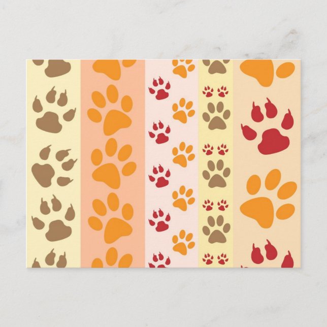 Carte Postale Empreintes de pattes animaux mignons Motif en coul (Devant)