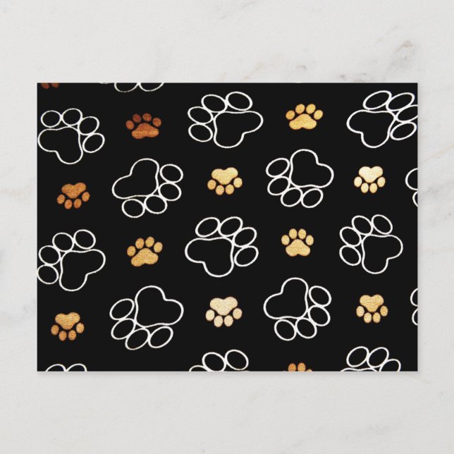 Carte Postale Empreintes de pattes de chien chiot cadeaux pour A (Devant)