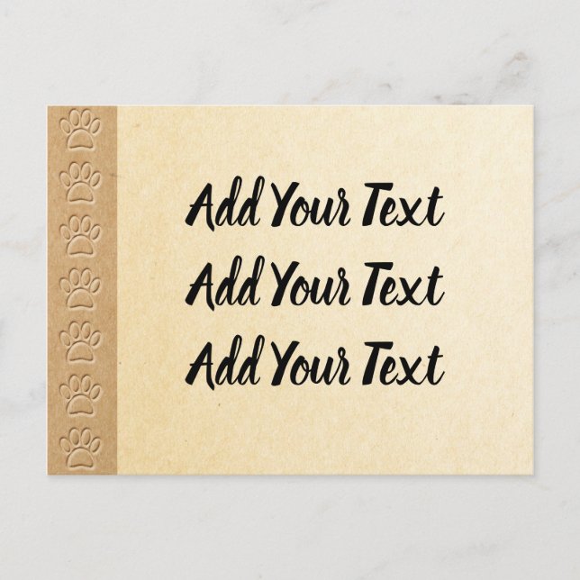 Carte Postale Empreintes de pattes De Chiens Avec Faux Texture D (Devant)