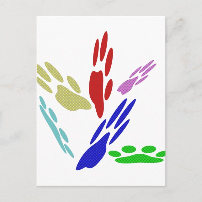 Carte Postale Empreintes de pattes de chiens avec Pois (Devant)