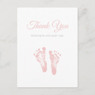 Carte Postale Empreintes roses simples en Baby shower de fille