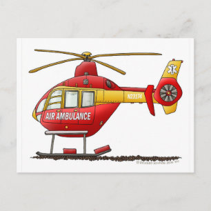 Carte Postale EMS EMT Secourt Médicale Helicopter Ambulance