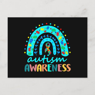 Carte Postale En Avril Nous Portons L'Autisme Bleu Rainbow Sensi