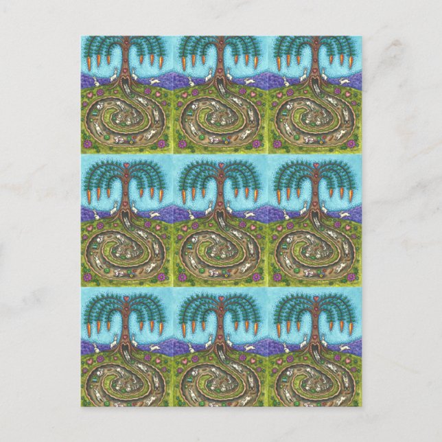 CARTE POSTALE EN BAS DU TROU DE RABBIT, CARROT WILLOE TREE FOLK  (Devant)